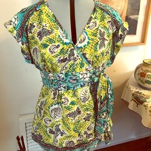 Nanette Lepore silk wrap blouse.